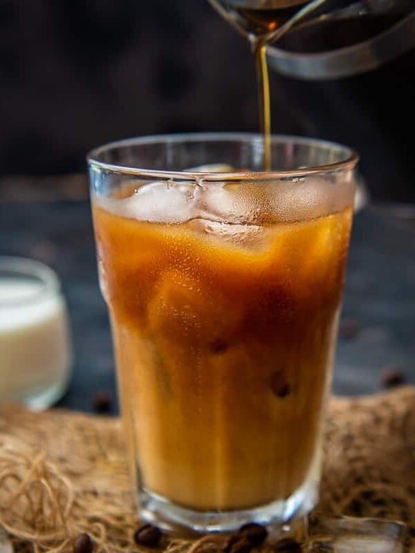 Make Homemade French Press Cold Brew Coffee in just 5 minutes of active working time. Homemade cold brew is extra-smooth, extra-strong, less acidic, and much cheaper than the store-bought equivalent. You only need a French press, cold water, and ground coffee (vegan, gluten-free).