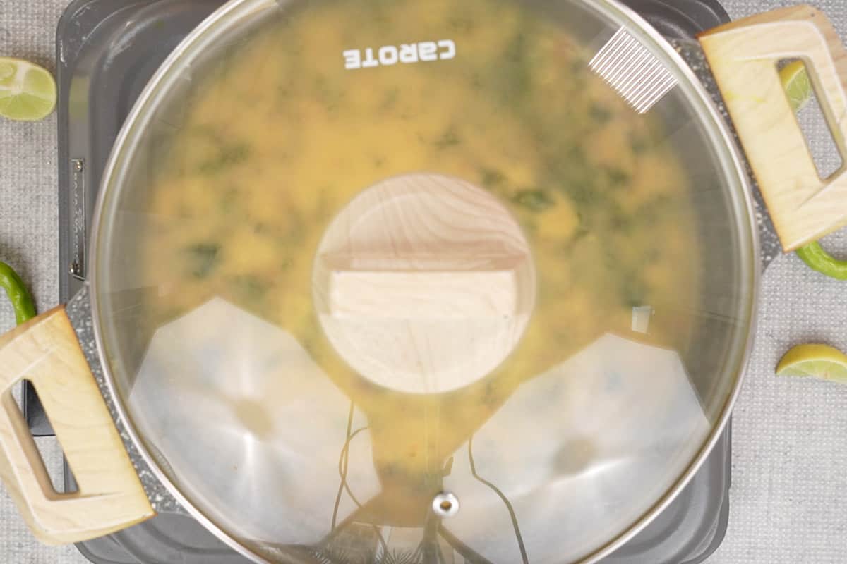 Pan covered with a lid.