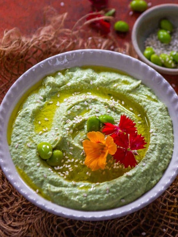 Edamame Hummus is a rich and creamy dip perfect for serving with veggies, crackers, or chips. Make this Trader Joe's copycat recipe for your next house party.