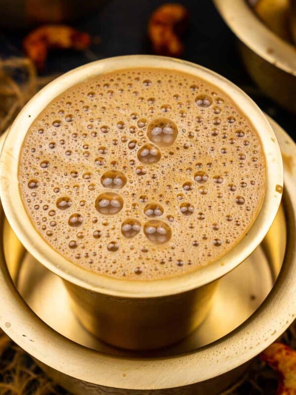 South Indian filter coffee is a traditional Indian-style coffee made using a special filter. A coffee decoction is mixed with hot milk and sugar to create a perfect cuppa. Make it using my traditional recipe.