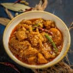 Kosha mangsho served in a bowl.