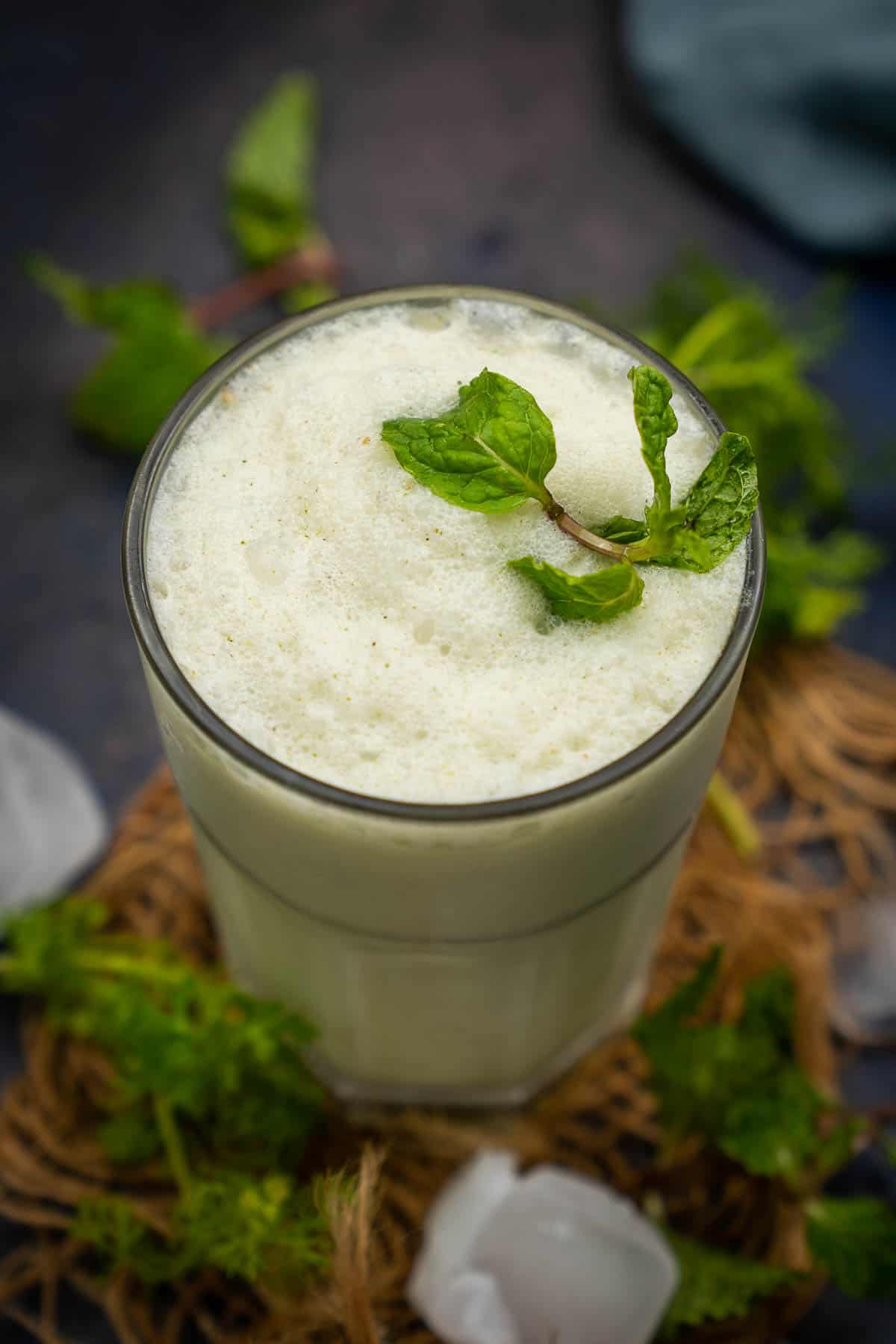 Masala Chaas served in a glass.