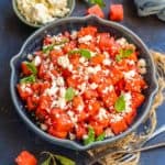 This sweet, salty, Refreshing Watermelon Feta Salad with Mint is a perfect summer salad for backyard parties or BBQs. Make it using my easy recipe.