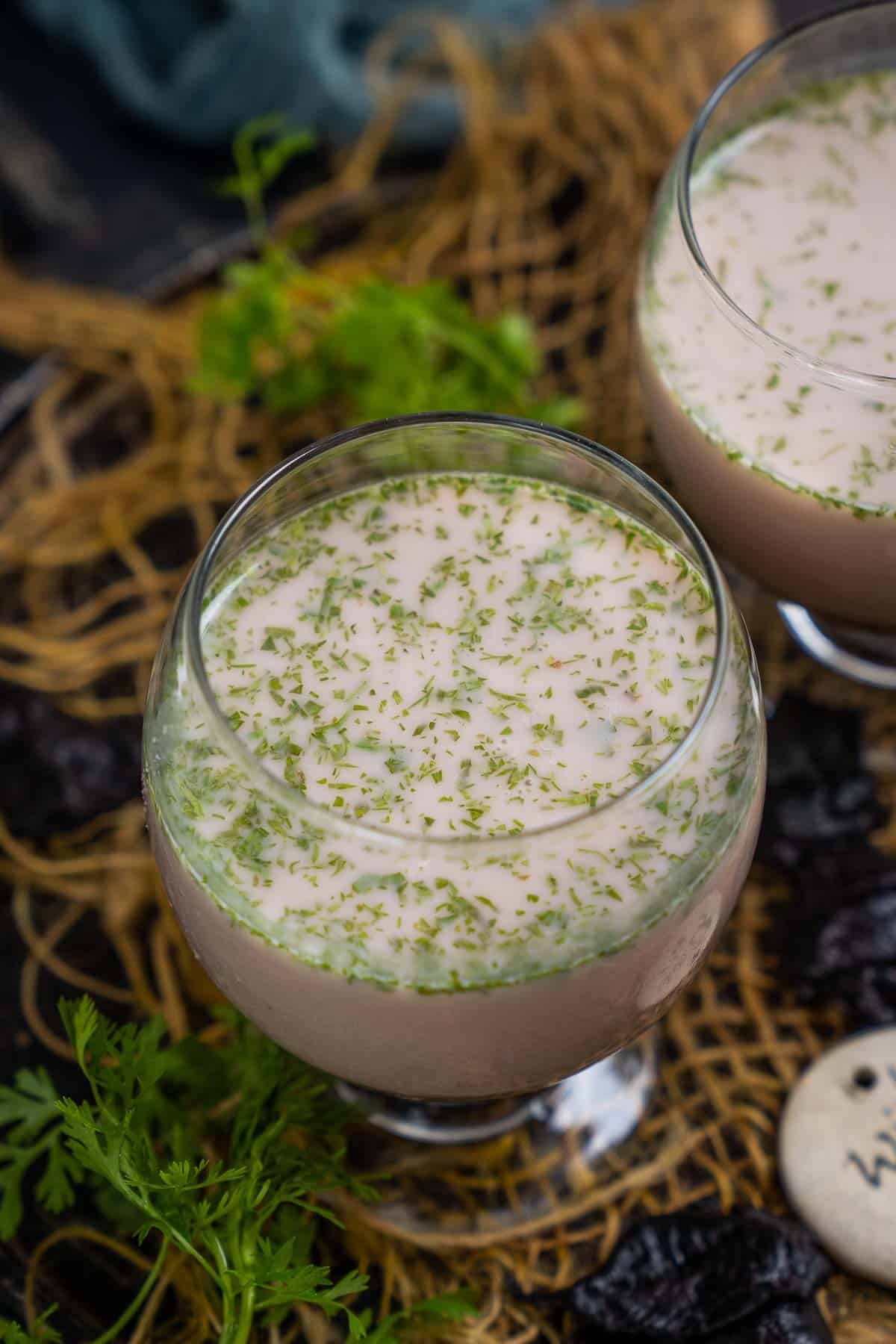 Solkadhi served in a glass.