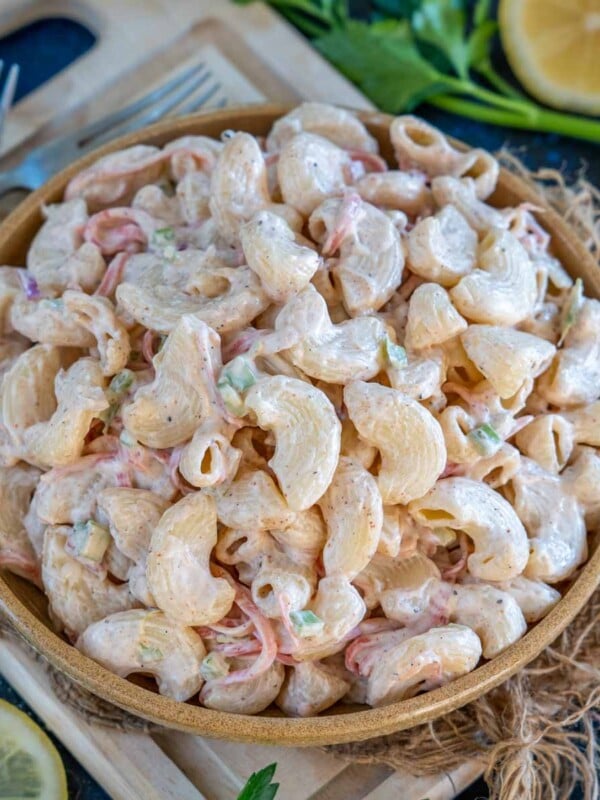 Make this creamy, comforting, Traditional Hawaiian Macaroni Salad at home using a few pantry ingredients. Serve this mayonnaise-based salad for potlucks, BBQs, or picnics (vegetarian).