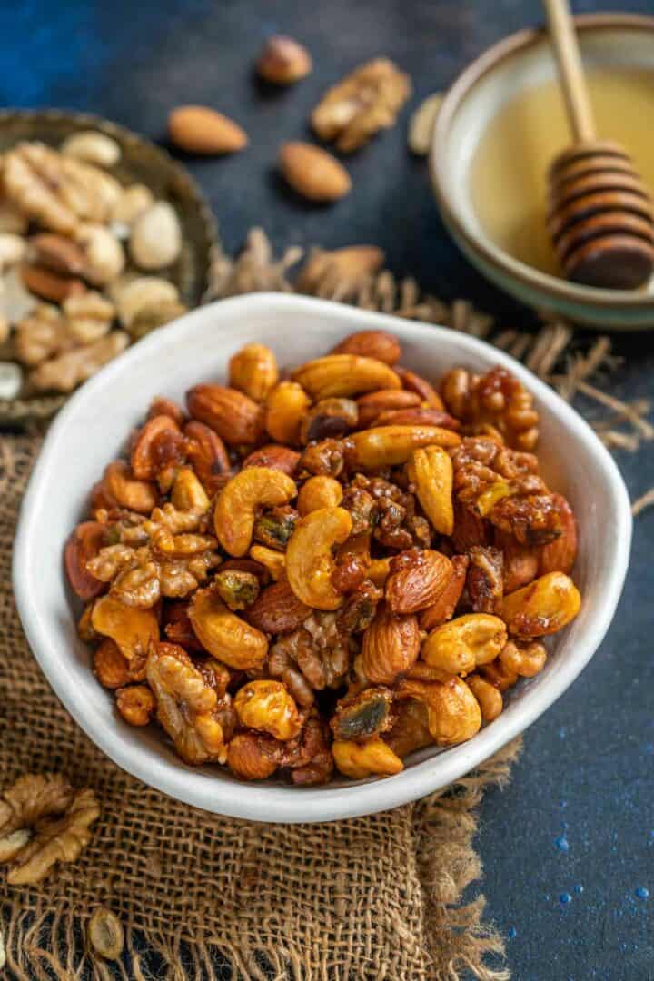 Healthy Honey Roasted Mixed Nuts Recipe + Video Whiskaffair
