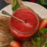 This 3 ingredient strawberry coulis is super versatile and can be made using fresh or frozen strawberries. Use it to top cheesecake, ice cream, frozen yogurt, rice pudding, and what not!
