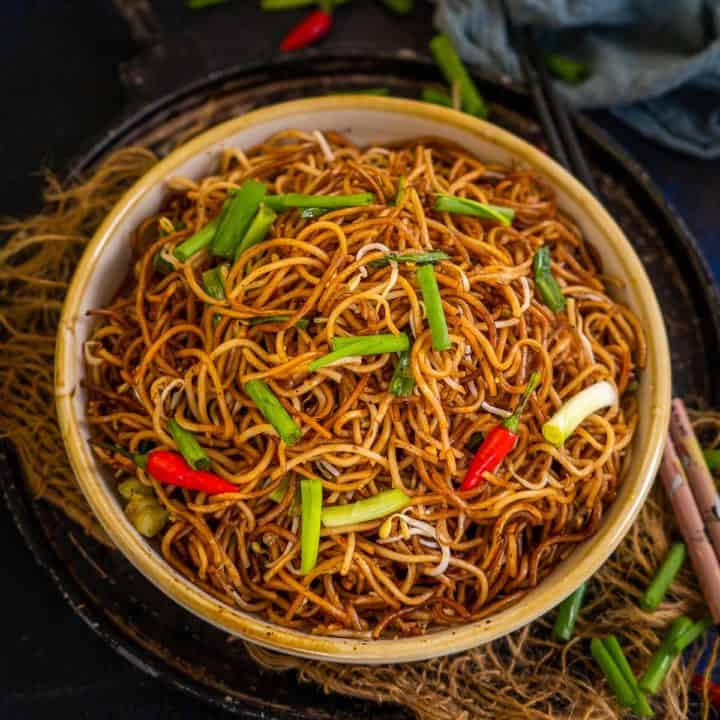 Crispy Cantonese Style Pan Fried Noodles Recipe + Video
