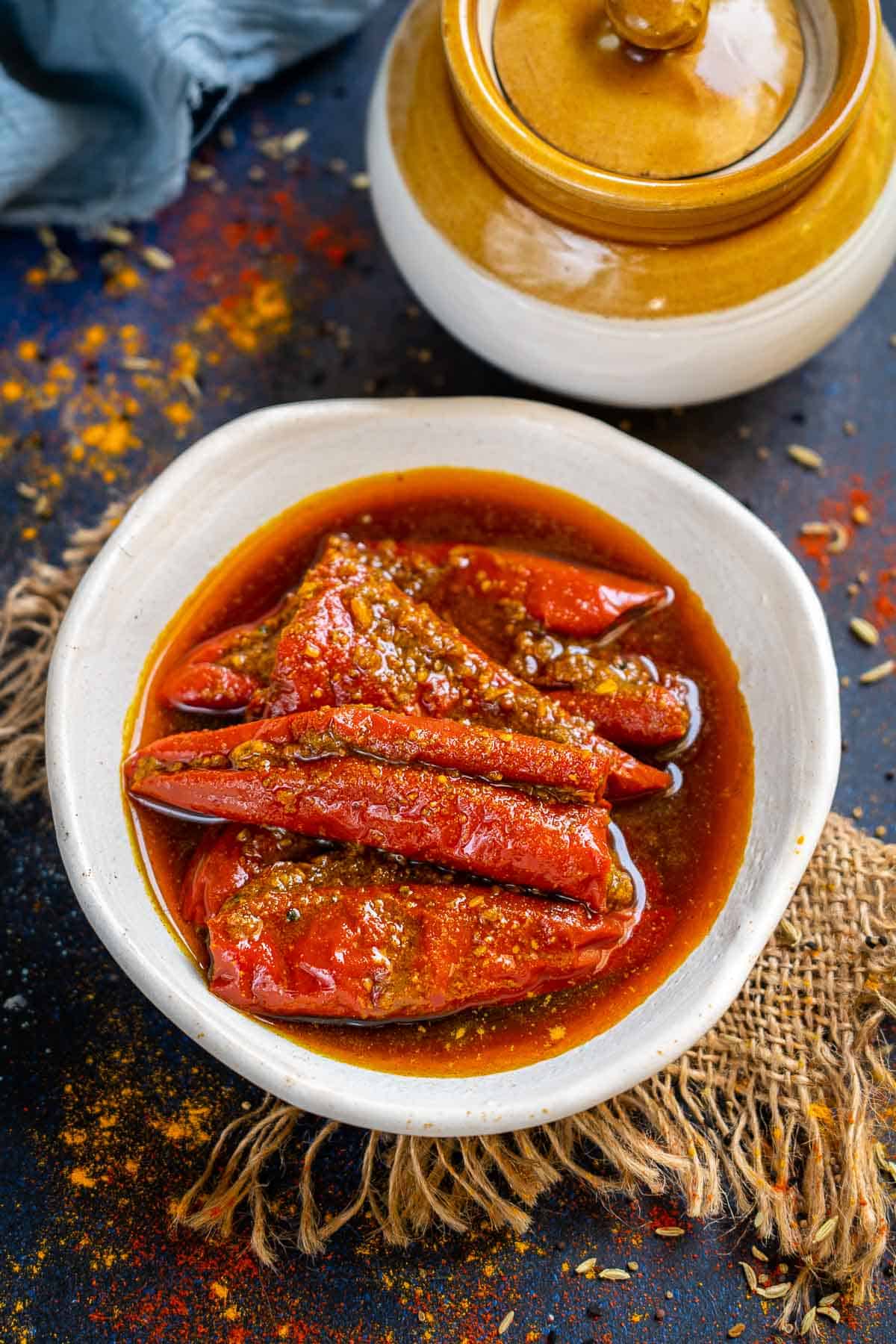 Bharwa Lal Mirch Ka Achar Recipe  Stuffed Red Chilli Pickle  Video - 27