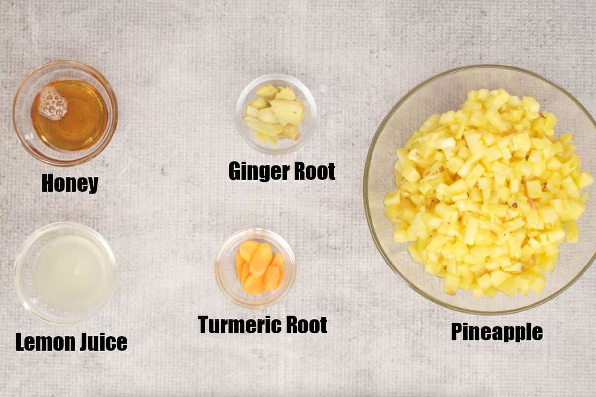 Pineapple ginger tea ingredients.