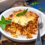 This baked million dollar spaghetti casserole is an easy, hearty, and budget-friendly recipe that is great to feed a family or a crowd. Although it tastes best just out of the oven, it is freezer-friendly and can be made ahead.