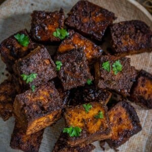 Make crispy Air Fryer Tofu in just 10 minutes. It's vegan, healthy, and tastes just like it's straight from the deep fryer.