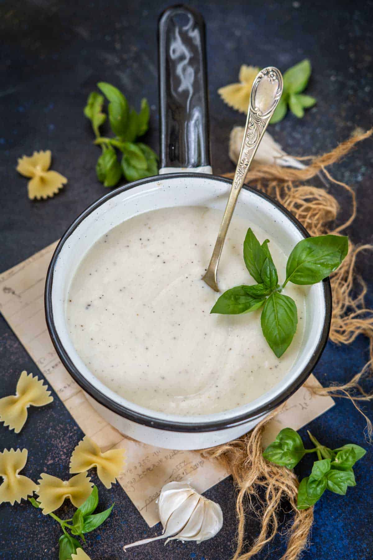 Bechamel sauce in bowl.