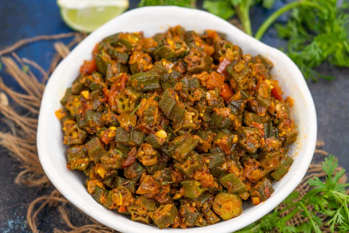 Bhindi Bhaji Recipe (Maharashtrian Style Okra Sabji) + Video