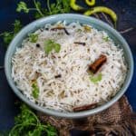 Jeera Rice (Indian Cumin Rice) is an Indian rice dish made using rice, cumin seeds, and a few other spices. My recipe tastes exactly like the one served at your favorite restaurant - fluffy, perfectly cooked, non-sticky, aromatic, and flavorful. Make it using simple ingredients in a pan, instant pot, or a stovetop pressure cooker (vegetarian, gluten-free, and can be easily made vegan).
