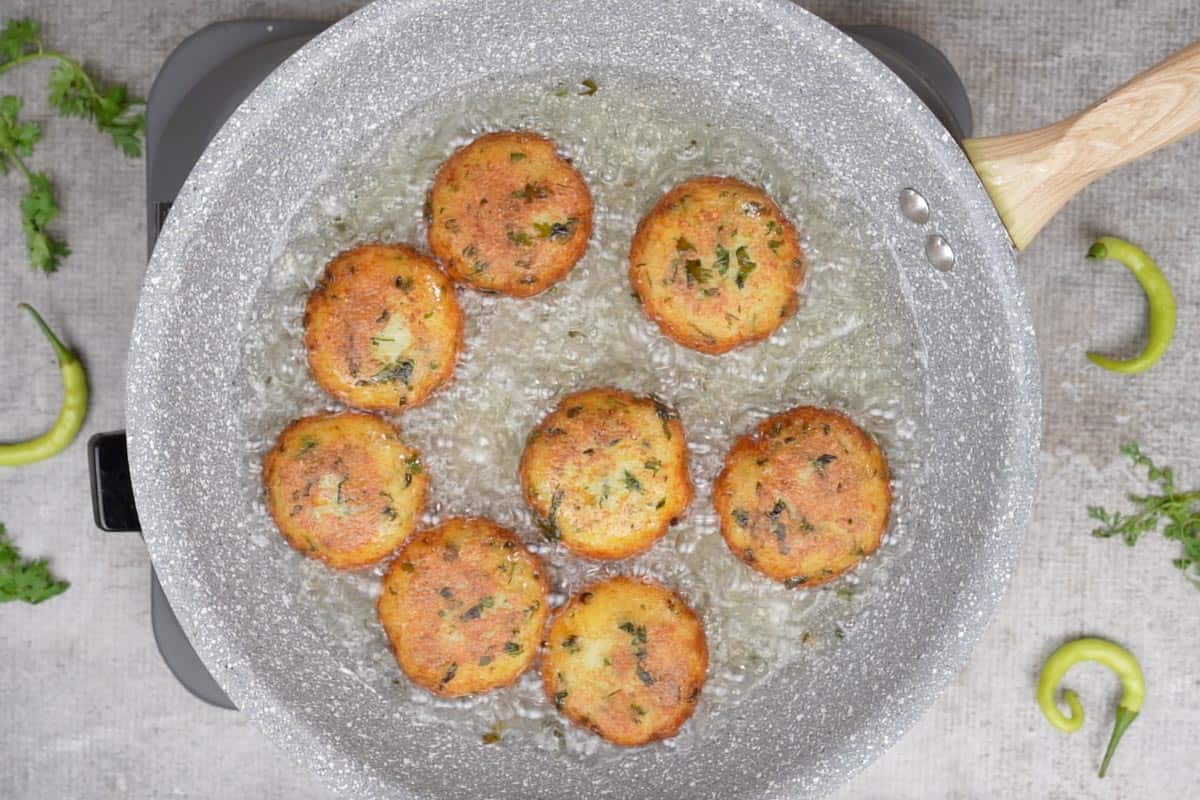 Crispy brown patties.