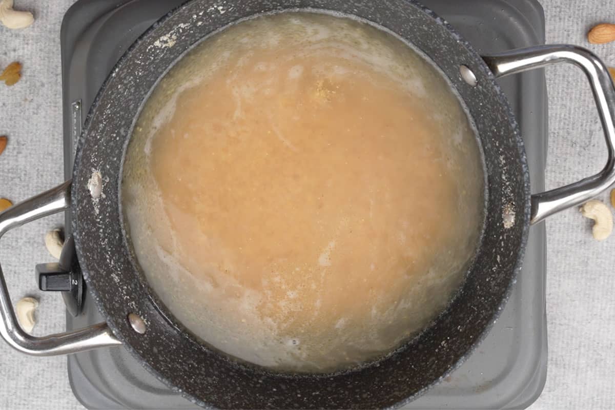 Water added to the pan.