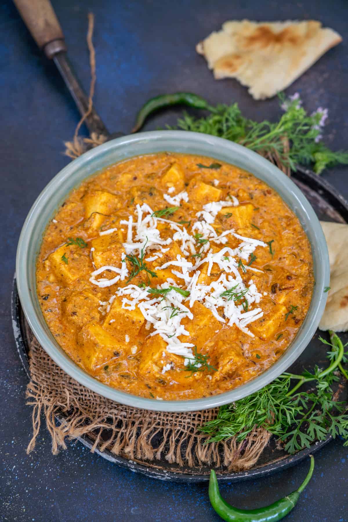 Paneer lababdar served in a bowl.