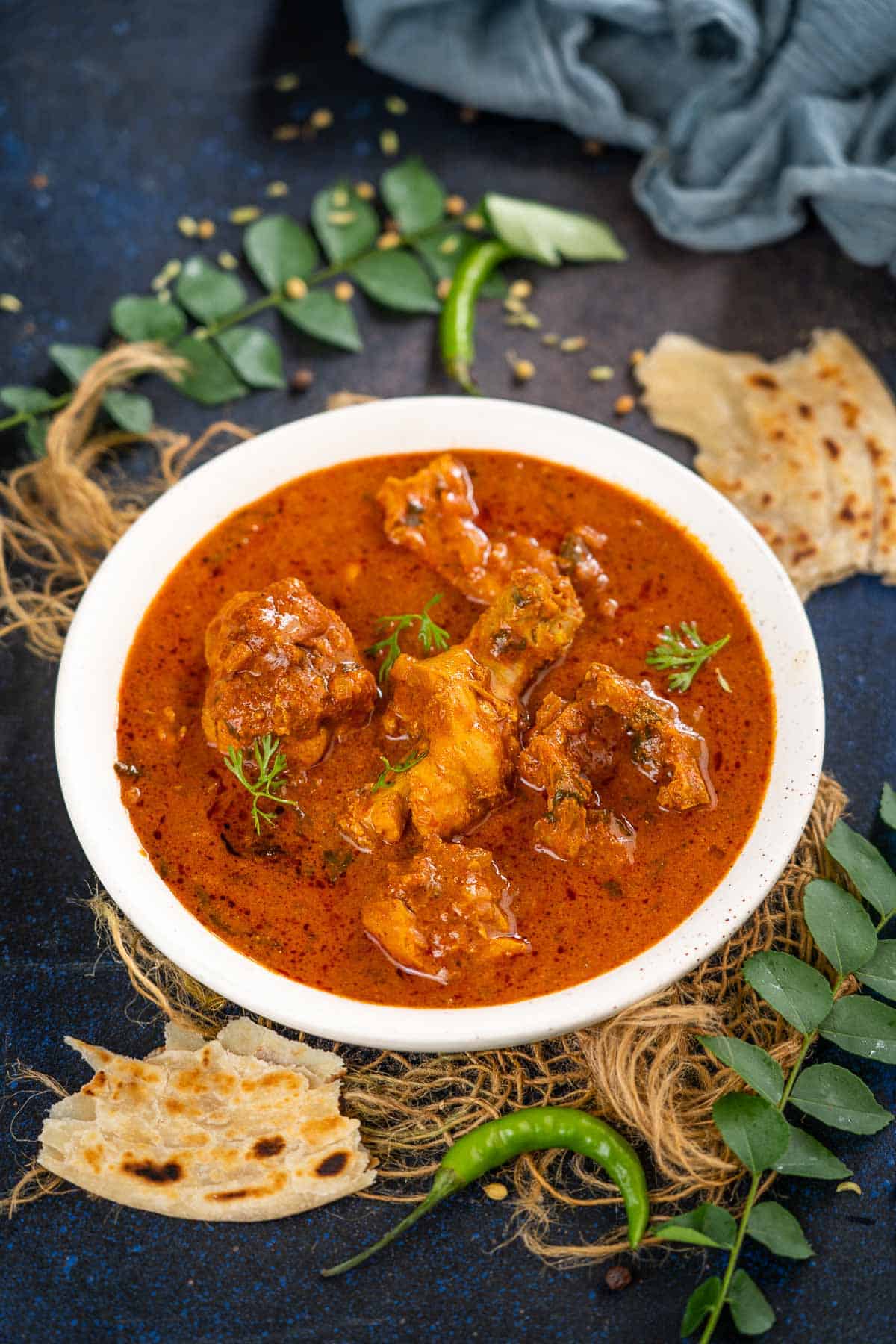 Chicken salna served in a bowl.