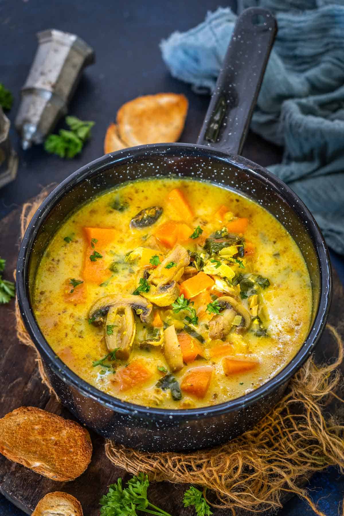 Creamy Chicken Sweet Potato Soup Recipe + Video