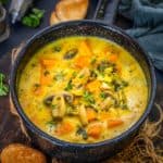 Chicken Sweet Potato Soup is a hearty soup perfect for fall or winter dinners. It is a twist on the classic chicken soup which warms you from inside. Make it in under 45 minutes using simple ingredients.