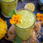 This creamy and super healthy Tropical Green Goddess Smoothie is loaded with green fruits and veggies. Make it in under 5 minutes and serve it for a light breakfast or snack. It is vegan and gluten-free too.