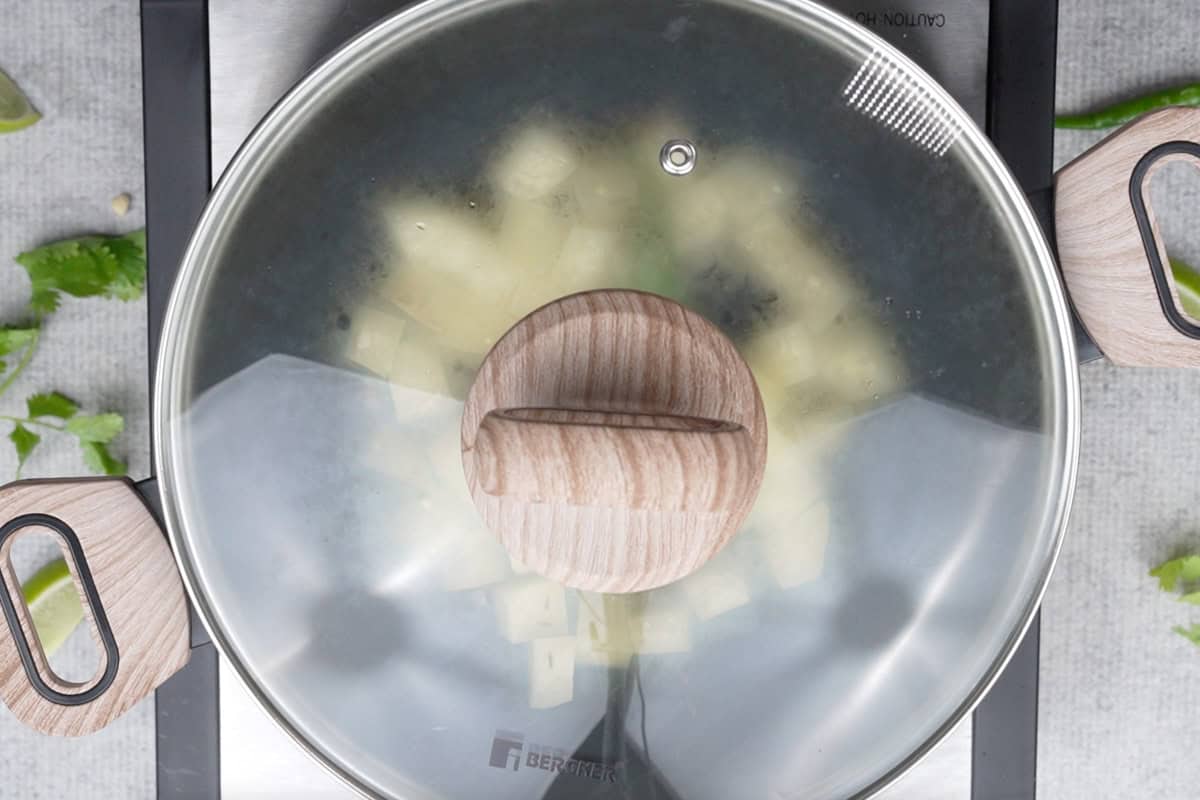 Pan covered with a lid.