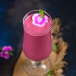 Berry blast smoothie served in a glass.