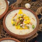 Kesar Makhana Phirni is a delicious twist on the classic Phirni recipe where instead of rice, roasted makhana (foxnuts) are added to milk. It is a perfect recipe to make for festivals, special occasions, and vrat (Hindu fasting days). Here is how to make it.