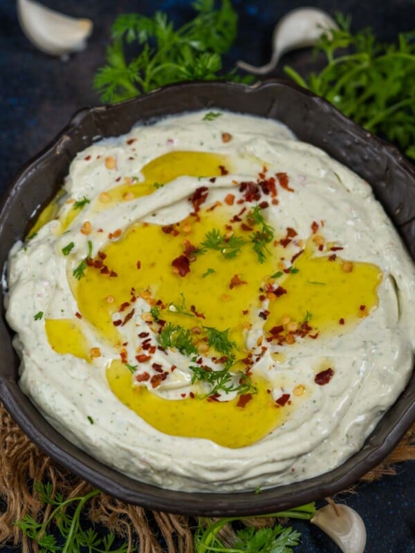 Make this creamy Pollo Tropical Copycat Cilantro Garlic Sauce at home in just 5 minutes. Serve it with tacos, wings, or any appetizer of your choice (vegetarian, gluten-free).