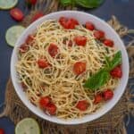 Lemon Capellini salad served in a bowl.