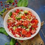 Persian watermelon salad served in a bowl.