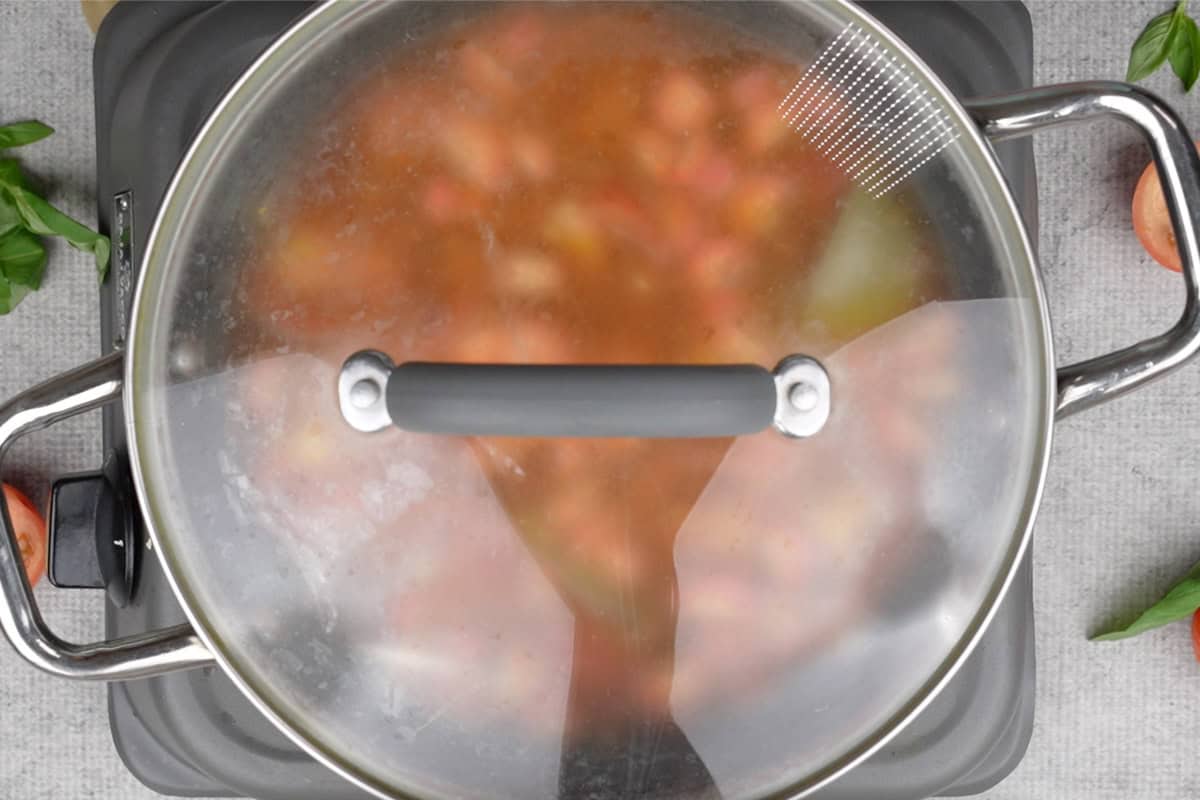 Pan covered with a lid.