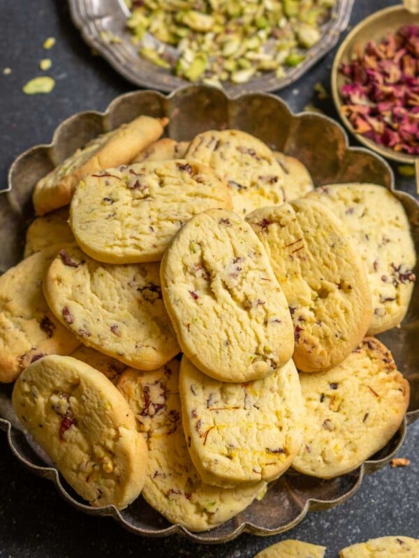 These crispy Kesar Pista Shortbread Cookies are loaded with Indian flavors and are perfect to make for the upcoming festive season.