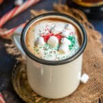 Kahlua hot chocolate served in a mug.