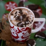 This Dunkin Donuts Copycat Oreo Hot Chocolate is a delicious beverage to warm you up on a cold winter evening. Try my easy recipe here (vegetarian).