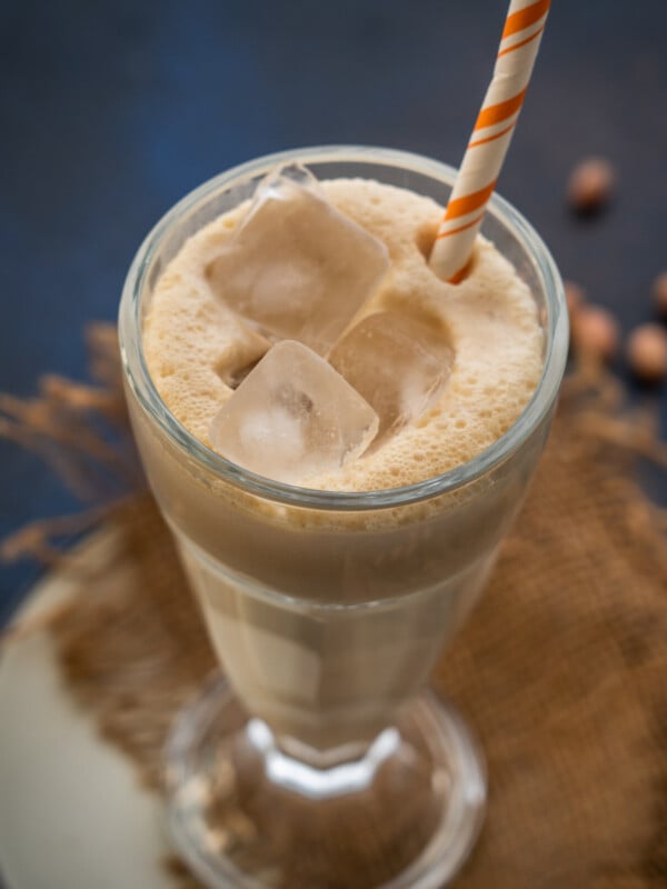 Make this thick and creamy Peanut Butter Shake in under 5 minutes using just 3 ingredients (vegetarian, gluten-free).
