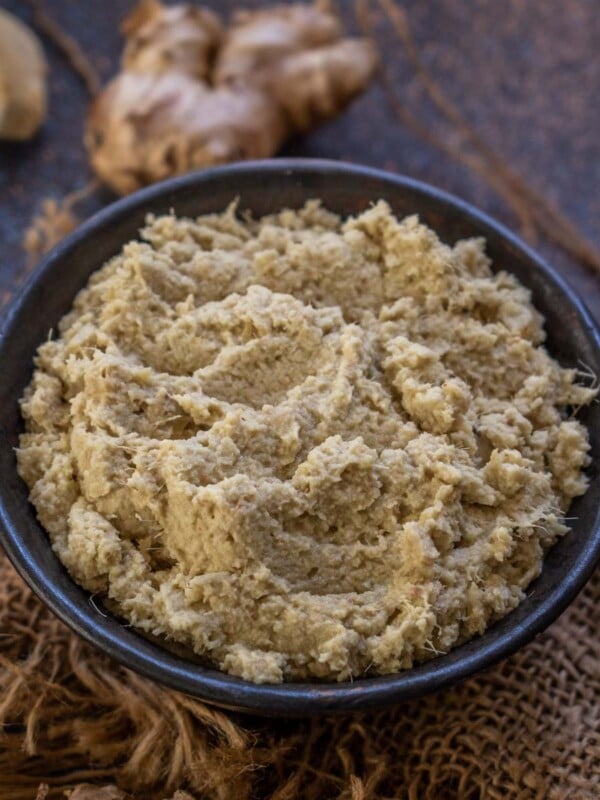 Making Homemade Ginger Paste is very easy and you need just 2 ingredients to make it. Make a big batch and refrigerate for about a week or freeze for 3 months (vegan, gluten-free).