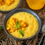 Mango Sago is a popular dessert that originated in Hong Kong and is now commonly found in many parts of Asia. It is a refreshing coconut milk tapioca pudding with juicy chunks of mangoes. Serve it chilled on a hot summer day (vegetarian, gluten-free).