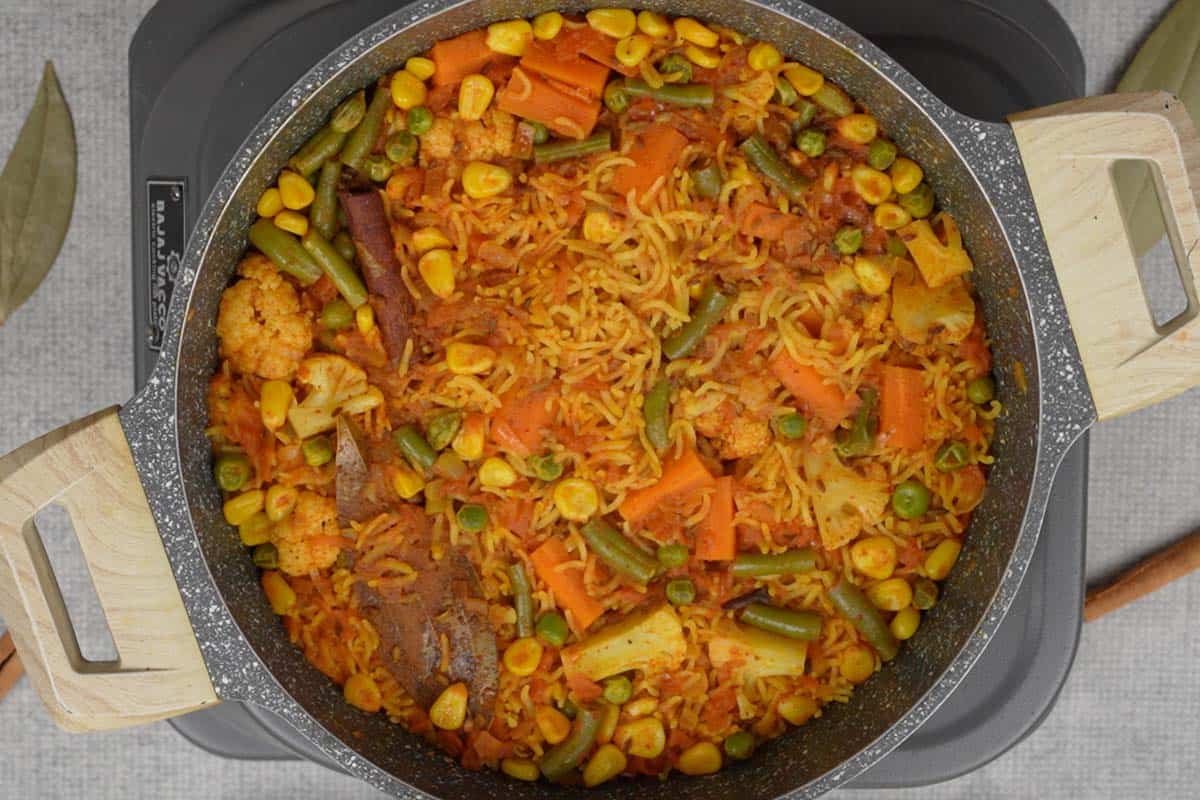 Cooked masala rice.