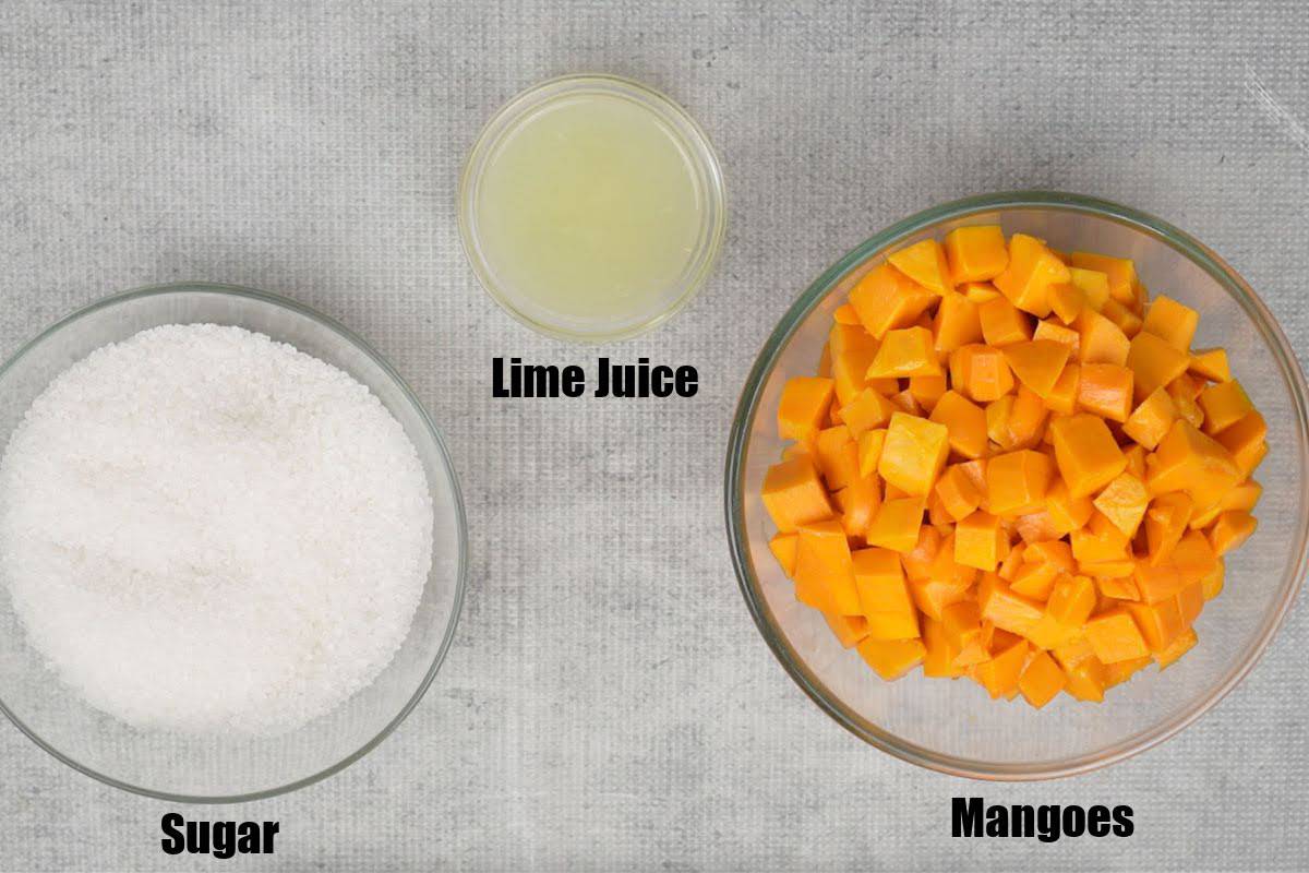 Mango jam ingredients