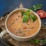 Make hearty and healthy Italian-style Creamy Tomato Florentine Soup using my easy recipe. It is great to serve as a light meal.