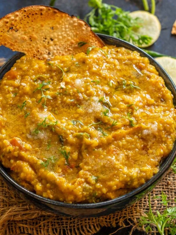 Jowar khichdi served in a bowl.