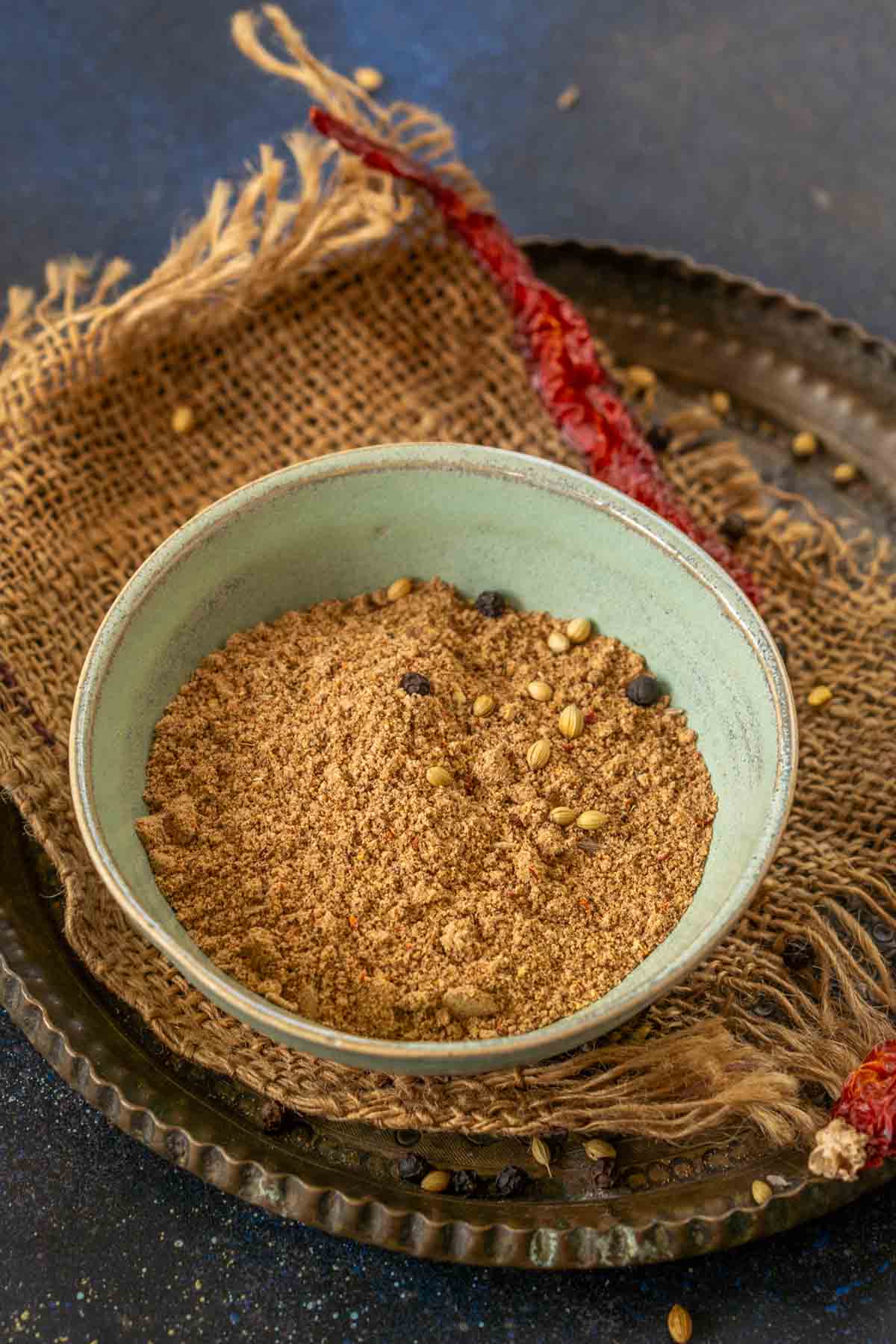 Raita masala powder kept in a bowl.