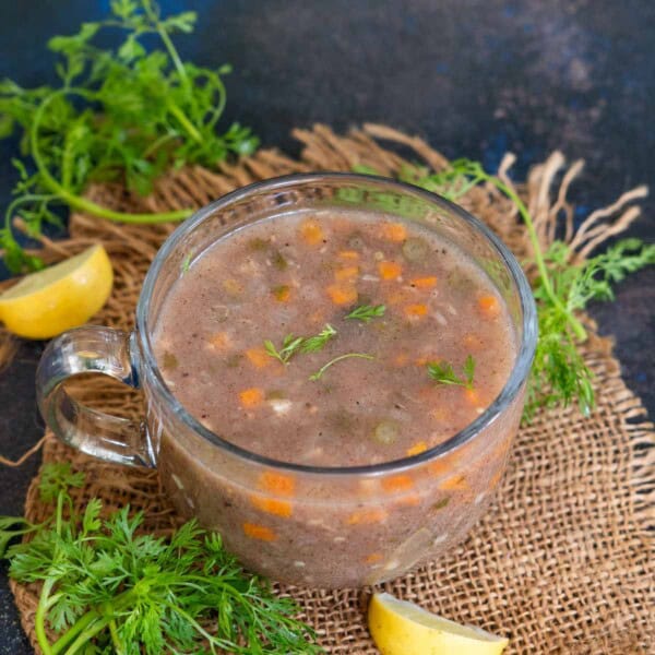 Ragi Soup is a nutritious and wholesome soup made with ragi flour and veggies. Make it using my easy recipe.