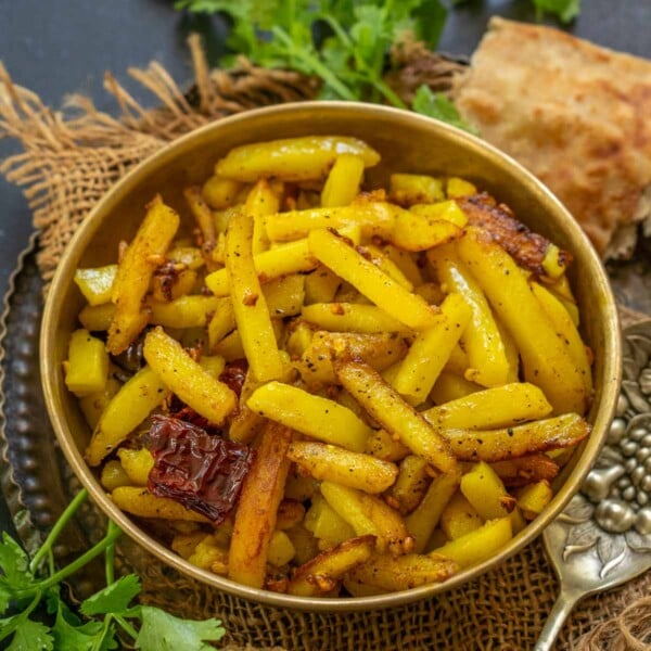 Aloo Bhujia Sabji is a delicious stir-fry made with potatoes. It is popular in Bihar and UP and is served with poori or paratha.