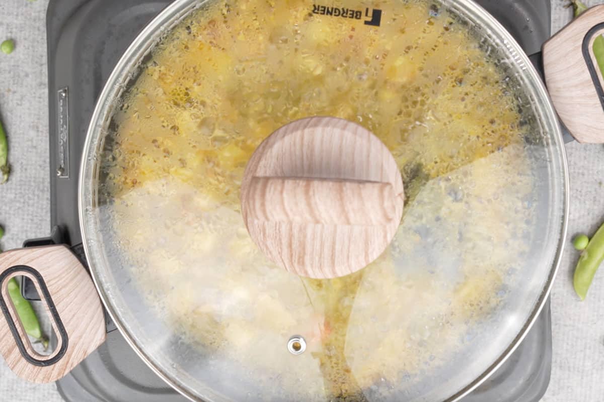 Pan covered with a lid.