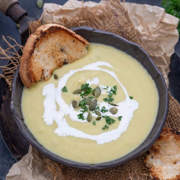 I am making this healthy and delicious Pumpkin Broccoli Soup on repeat these days; it is so good. Try my easy recipe.