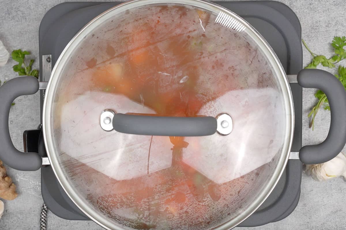 Pan covered with a lid.