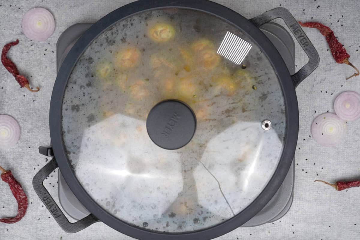 Pan covered with a lid.